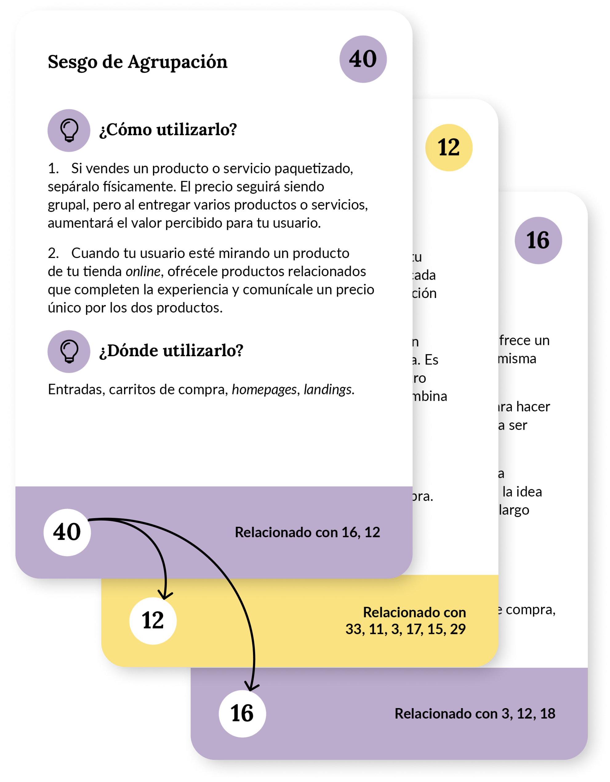 Cards relacionados, muestran el número del naipe en la cara trasera en la parte inferior izquierda.